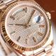 Swiss Replica Rolex Daydate 36 Rose Gold Diamond-Paved Dial with Baguette rainbow Markers (2)_th.jpg